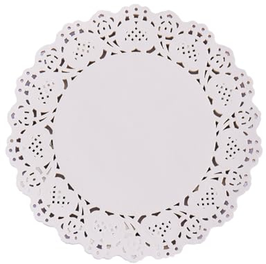 Centrini Carta Pizzo, 150 pezzi 3,5 pollici Bianco Pizzo Centrino Carta Rotondo per Dessert, Matrimonio, Decorazione per Tavola