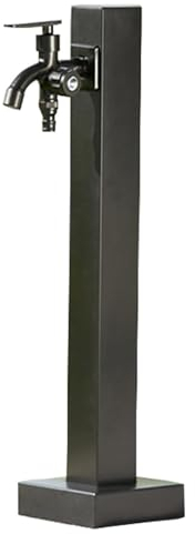 Wassersäule aus Edelstahl für den Außenbereich, Vertikale Wasserzapfsäule Garten mit Doppeltem Wasserauslasshahn, Frostschutzhahn für den Außenbereich, Bodenmontierter Wasserbrunnen im Hof(93cm/37in)