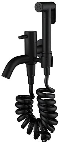 Bidetkran, en hål toalettsprut, 2 funktioner väggmonterad bidet kranuppsättning badrum tygblöja blöja