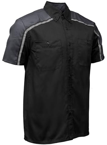 MILWAUKEE MOTORCYCLE CLOTHING CO. Men’s Blk/Grey Mechanic Work Shirt – w/Reflective Strip, Rider‑Built MDM11601-5X-Large