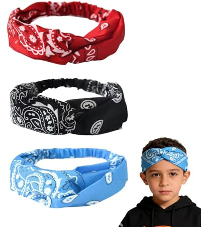 WINXMIN 3 Pezzi Fasce Sportive per Bambini,Fascia Elastica per Capelli Fasce per Capelli Morbide Atletiche Fascia Antiscivolo Traspirante per Bambini Sport da Corsa per Ciclismo, Allenamento, Calcio