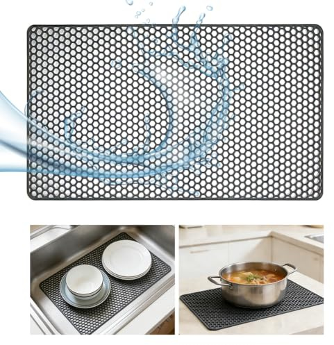 Alfombrilla de silicona para fregadero de cocina, 72 x 40 cm, recortable