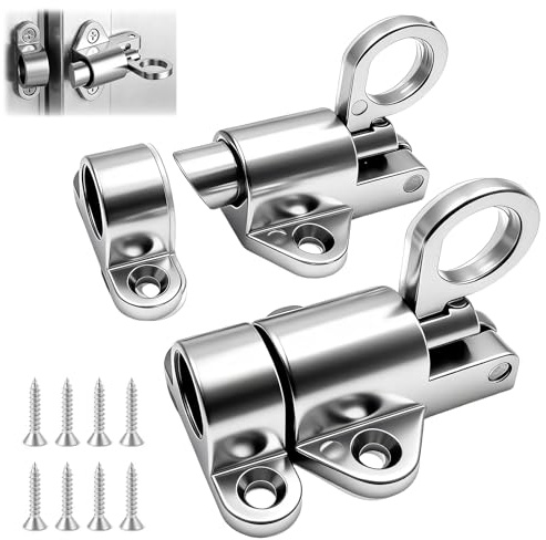 Vexnaro 2 Piezas Cerradura, Cerradura de Resorte Deslizante con Tornillos, Pestillo Automático para Puerta, Perno de Aleación de Aluminio para Ventanas, Resistente y Fácil de Instalar (plata)