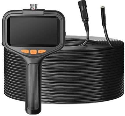Telecamera endoscopica industriale da 4,3'' 1080p HD, 50 m, cavo rigido, impermeabile, boroscopio con design diviso per auto (50 m, doppio 8 mm)