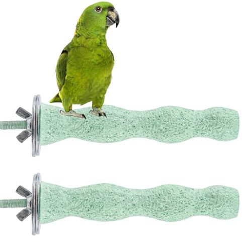 2 Pcs Budgie Perches for Cage, Bird Cage Habitat Toy, Natural Claw Grinding Stick, Suitable for Small Parrots, Long Tailed Parrots, and Cockatoos Chewing Sticks