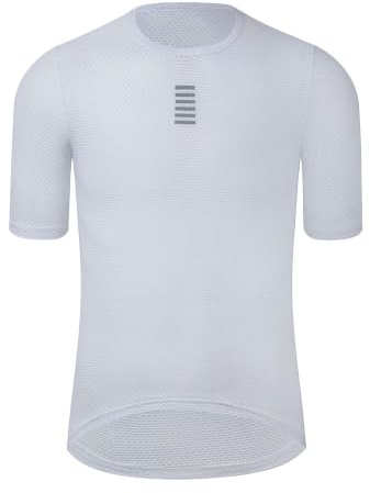 Rswnyirn Herr ventilerande snabbtorkande cykelkläder andningsbar cykelskjorta sporttop slim fit vandringströja träningstopp gym, Vit, XS