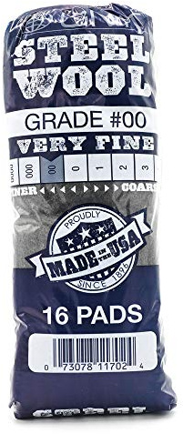 GMT Steel Wool #00 Very Fine Grade Hand Pads; Pack of 16 Pads (Case of 12 Packs); For Polishing and Cleaning Wood, Metal, & More (117002)