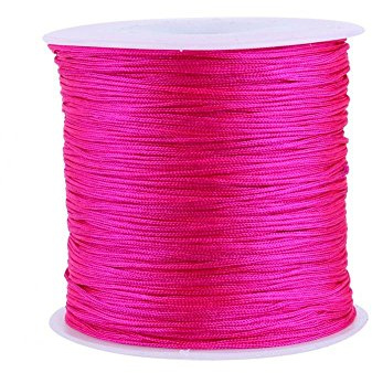 Haofy Nylonsnöre, Haofy 100 m x 0,8 mm nylonsnöre kabelpärlsnöre, macrame trådkabel för gör-det-själv hantverk armband/halsband/råttsvans, nylontråd satinsnöre för smyckestillverkning, rosa