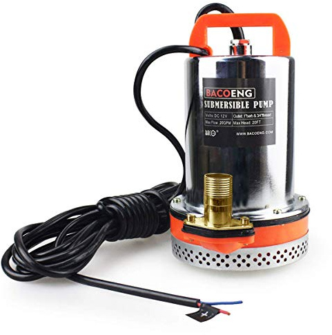 BACOENG 12V DC Farm & Ranch Solar Water Pump Submersible Well Pump 20FT Lift