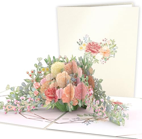 Lovepop bröllop blommor pop up-kort - gratulationskort, 3D-kort, bröllopskort, gratulationskort