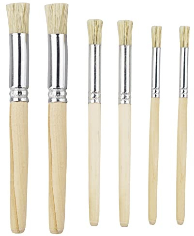 6 pinceles de madera para plantillas, pinceles de cerdas naturales para pintura acrílica, pintura al óleo, pintura de acuarela, fabricación de tarjetas, proyectos de manualidades de arte (3 tamaños)
