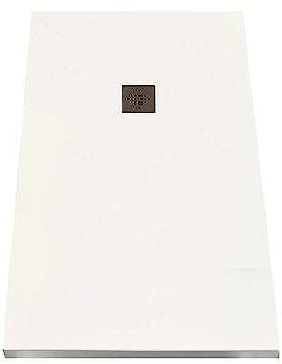 SOULBATH Plato de Ducha - Resina - Textura Pizarra - Antideslizante - Color Blanco - 170X70- Extraplano - Incluye Válvula desagüe+Rejilla