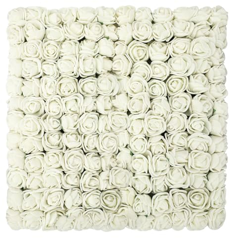 MWOOT 144 Stück Weiß Künstliche Rosen Blumenköpfe, Mini Foamrosen Kunstrosen für Handwerk, Klein Gefälschte Rosen Blumen für DIY Valentinstag Hochzeit Party Festival Dekoration, 2,5CM Blumen Deko