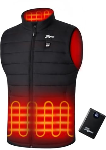Heated Gilet for Men with 12000mAh Power Bank, Men's Heated Vest Electric Rechargeable Heating Body Warmer with 4 Heating Zones 3 Adjustable Temperature Men Heating Jacket for Outdoor Work Hiking