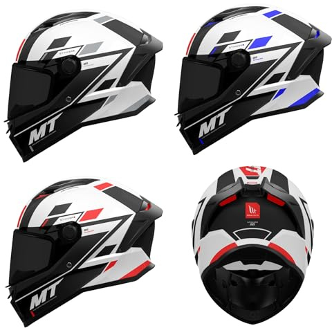 Motorcycle Motorbike Scooter mt Stinger 2 Zivze Full Face Helmets - Men Women Sports Racing Touring Rider Bike Safety ECE 22.06 Approved Crash Helmet (Gloss Black White Red,L)