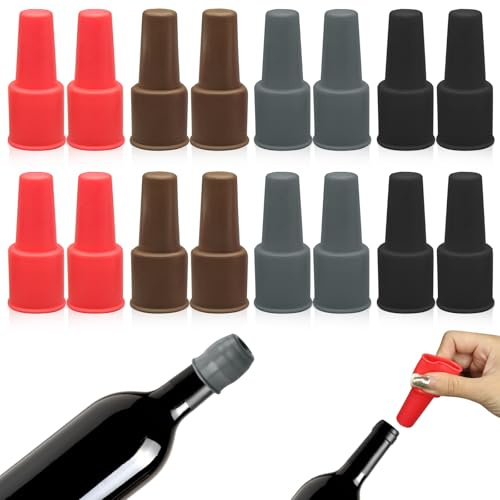 16 pezzi tappo di tenuta in silicone per vino, tappo per bottiglia di vino in silicone tappo elastico per vino tappo riutilizzabile per bottiglia di vino frizzante, tappo per bottiglia di frizzan