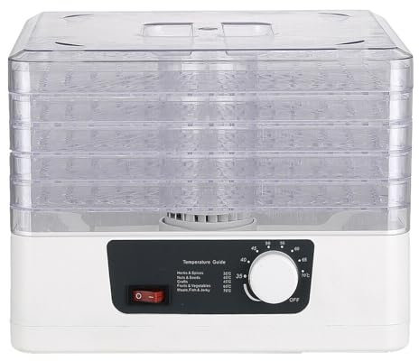 Electric Food Dehydrator with 5 Trays, 350W Food Dryer Fruit Drying Machine for Creating Fruits, Meat, Fish, Vegetables Beef Jerky Preserver, Adjustable Temperature 35-70℃
