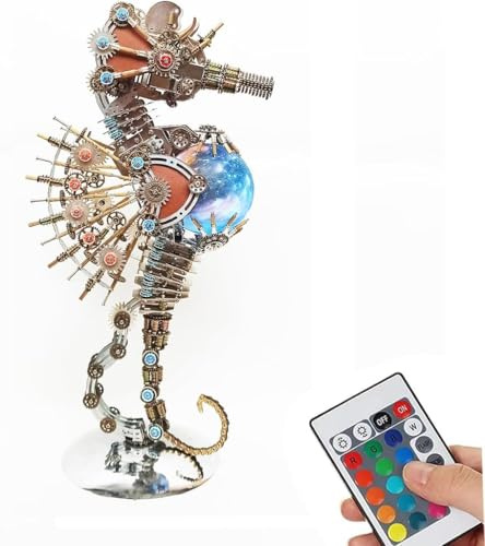 3D metallpussel för vuxna, gör-det-själv monteringssats för att bygga, sjöhästmodellkit, 2 100 st mekanisk steampunk djurmodell, 3D-pussel skrivbordsdekoration, kit, hantverksleksaker