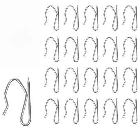 100 PCS Heavy Duty Zinc Metal Drapery Pin Hooks, Metal Curtains Hooks, Curtain Pin Hooks, Pinch Pleat CurtainHooks, Heavy Duty CurtainHooks for Windows, Doors, Shower Areas