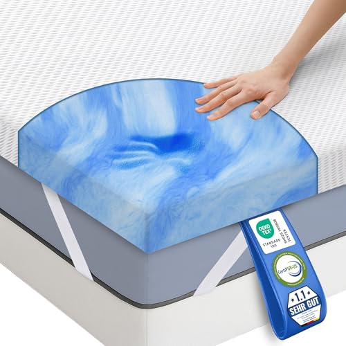 MKS Matratzen Topper 180x200 cm, 5cm Matratzentopper Gel-Memory-Schaum, Ergonomischer H4 mit kühlendes Gefühl, atmungsaktivem Bezug, Schlafkomfort wie auf Wolken