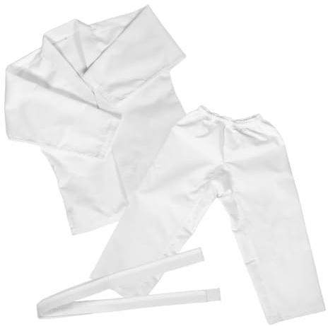 OFFIGAM Tenue de Karaté, Kimono de Karaté pour Garçon et Filles et Adultes, Blanc, Polyester, avec Ceinture, Protection Complète, Entraînement et Pratique Quotidienne