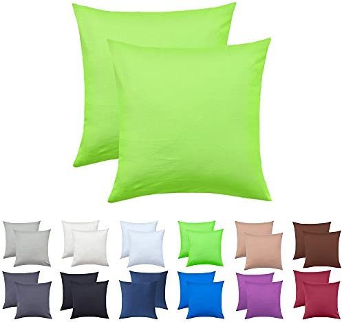 NatureMark 2er Set Jersey Kissenbezüge – Elastisch, weich, atmungsaktiv und hautfreundlich – Waschbare Kissenhülle - 40x40 - Apfel Grün