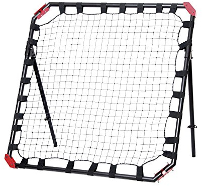 NET Playz - Fußball Kickback Rebounder Tor Stahl Rückprallwand Einstellbar mobil Faltbar für Indoor und Outdoor im Garten 120x120 cm