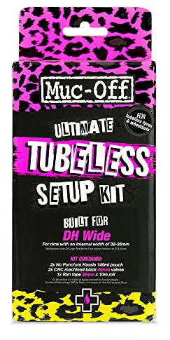 Muc Off Ultimate Tubeless Kit Setup-Kit Für Tubeless-Ready Fahrräder, DH Wide - Enthält Felgenband, Fahrrad Flickzeug, Tubeless Ventile und Reifendichtmittel