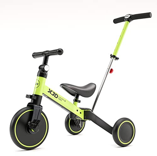 XJD 4 in 1 Triciclo per Bambini Con Putter Staccabile Bicicletta Equilibrio Adatto per età 1-3Anni (Verde)