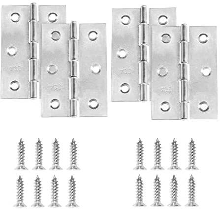 3 Door Hinge, Zernmiarder 12 Pcs Stainless Steel Butt Hinges, Silver Window Hinges, Interior and Outdoor Hinge with Screws, 75 x 49 x 1.05mm