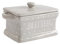 Ceramic Retro Shabby Chic Butter Dish with Lid - Grey and White Heart Design - 18.5 cm