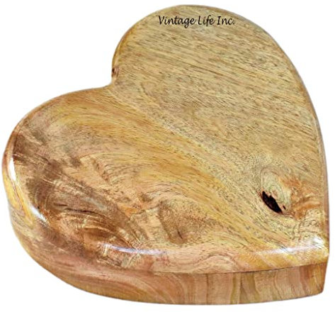 DnU Avenue Urne funéraire en bois en forme de cœur, faite à la main pour cendres, biodégradable pour cendres d'animaux domestiques et humains (taille L : 20,3 x 17,8 x 5,1 cm) (capacité : 45 cu/in)