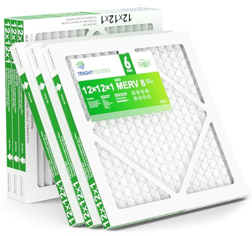 TRIGHTFILTERS 12 x 12 x 1 Luftfilter, 6 Stück, langlebige MERV 8 gefaltete Home HVAC AC Ofenfilter, leichter kompakter Klimaanlagenfilter Ersatz