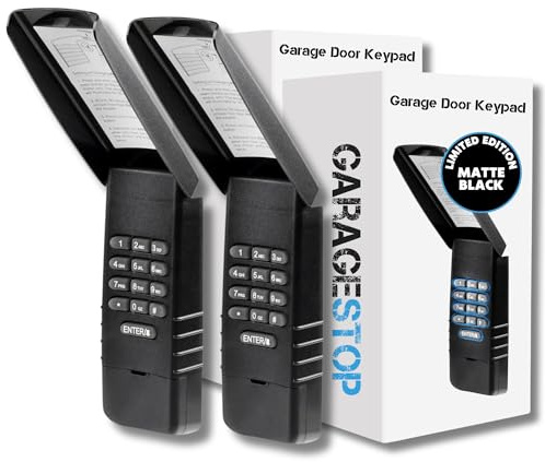 Garage Stop for 877LM Liftmaster Garage Door Keypad, fits Chamberlain Craftsman Wireless Garage Door Opener Keypad, 2011 to Present (Yellow Learn Button), Matte Black Design (2-Pack)