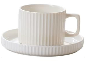 YDoLimmer Tasse à expresso en céramique avec grande soucoupe - 230 ml - Tasse à café en porcelaine - Tasse à cappuccino - Tasse à thé - Avec assiette à dessert de 15 cm - Pour restaurant, café, maison