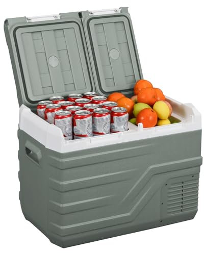 Alpicool 31L Kompressor Kühlbox Elektrisch, Zwei Zonen Kühlschrank Gefrierbox Tragbarer 12V 230V, Tragbarer Kühlbox für Auto, Camping, Angeln, Fahrten, Lkw, Boot, -20℃-20℃
