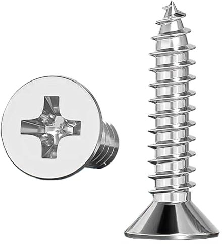 ORTAVA 100 Stück 4,8 x 25mm Schrauben, Holzschrauben, Edelstahlschrauben, Kreuzschlitzschrauben, Edelstahl A2V2, Vollgewinde