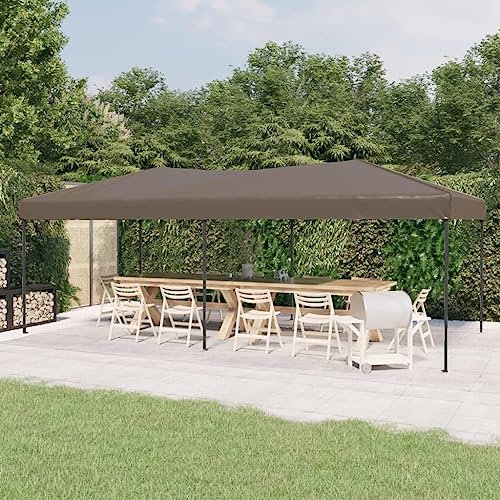 Gecheer Vikbart partytält 3 x 6 m brungrå, utomhus lusthus, solskydd, pergola lusthus med duk, trädgårdspaviljong, festtält, grillpaviljong, A93540