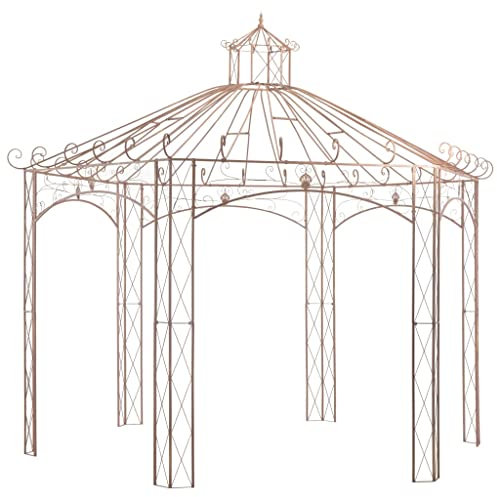 Lawn & Garden, Outdoor Living, Outdoor Structures, Canopies & GazebosGarden Pavilion Antique Brown 4 m Iron