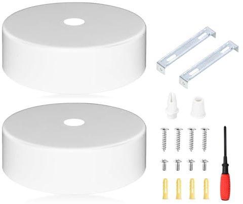 Laitejituan 2 Stück Baldachin Lampe Weiß 80 x 25 mm Metall Deckenbaldachin Rund Lampenbaldachin Deckenleuchte Anschluss Metall Anschlussdose für Hängelampe Deckenleuchte Lampen