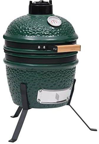 Home - Barbecue Kamado 2 in 1 con affumicatore in ceramica, 56 cm, colore: Verde