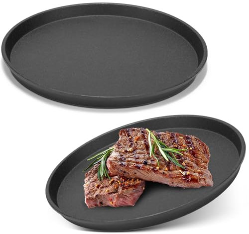 Maxdot 2 Pcs Small Cast Iron Griddle Pan 7.5'' Round Cast Iron Pizza Pan Camping Skillets Mini Carbon Steel Griddle for BBQ Cooking, Baking, Grilling, Frying, in the Oven, on the Stove or Grill, Black