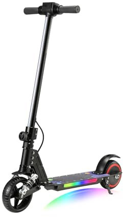 KHHK Trottinette Électrique pour Enfants de 6-14 Ans, Scooter Électrique Pliable avec Moteur 130W, Vitesse Max 14 km/h, Autonomie 5-8 km, Amortisseurs Doubles, Freinage Double Sécurité (Noir)