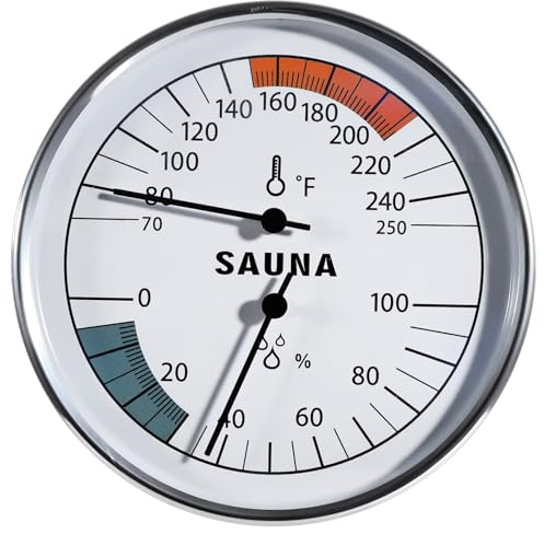 2 in 1 Sauna Thermometer Hygrometer - Fahrenheit Thermometer Hygrometer for Sauna Room, Indoor Humidity Temperature Monitor Gauge Sauna Accessories