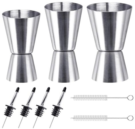 Misurino in Acciaio inossidabile per Cocktail，Dosatore Cocktail，3 pezzi dosaggio cocktail 3cl 4cl 5cl, misurazione a barre, barista professionista, bar, festa