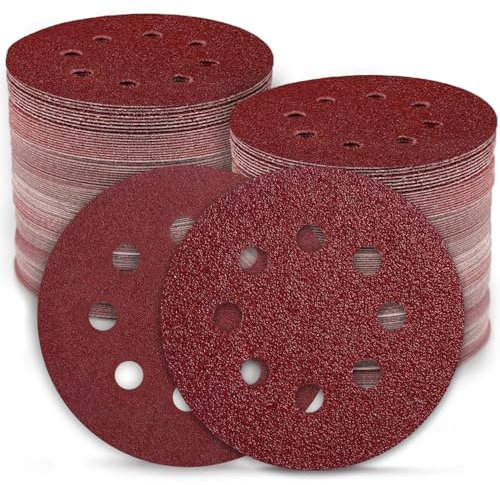 Lijas para Lijadora Orbital 125mm, B1PRT 110Pcs Discos de Lija 125mm con Velcro (18 x P40/60/80/100/120,10 x P180/240 Grano), Lija Circular 8 Agujeros (Resistente al Desgaste, No Desprende Granos)