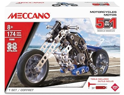 Meccano – set med 5 olika modeller – motorcyklar