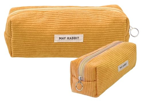 Vfrdsa Corduroy Pencil Case yellow, Large Capacity for Stationery Storage, Durable & Easy to Clean, Portable for School, Office & Daily Carry, Suitable for Students, Office Workers & Stationery Lovers