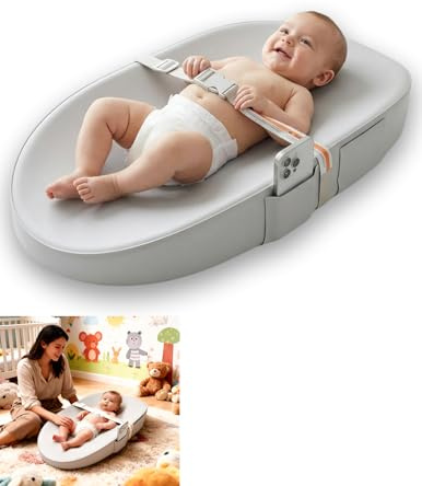 Veganes Leder Wickelauflage, Baby Wasserdicht & Abwaschbar Wickelunterlage mit Sicherheitsgurt & Anti-Rutsch-Design für den Windelwechsel unterwegs