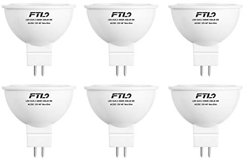 FTL MR16 LED Bulbs, 12V GU5.3 LED Light Bulbs Warm White 3000K, 5W 450lm 50W Halogen Equivalent, Non-Dimmable, 40 Degree Beam Angle Spotlight, 6 Pack